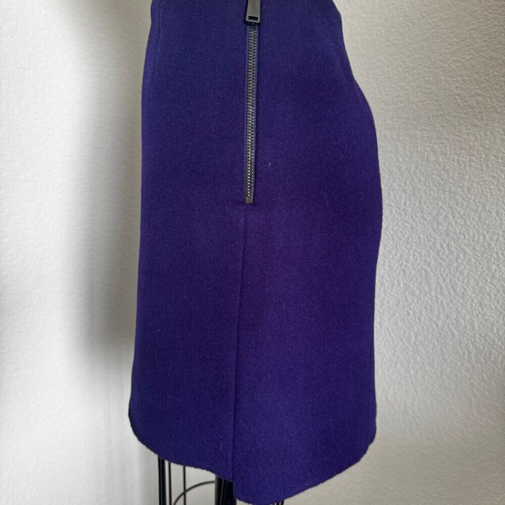 Elie Tahari | Purple Wool Hi-Lo Mini Skirt Size 6 - Picture 4 of 10